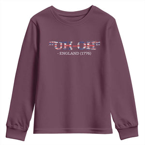 Funny Uh Oh England 1776 Youth Sweatshirt 4th Of July USA Grunge Union Jack Flag TS11 Maroon Print Your Wear