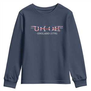 Funny Uh Oh England 1776 Youth Sweatshirt 4th Of July USA Grunge Union Jack Flag TS11 Navy Print Your Wear