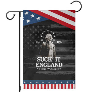 Funny Suck It England Patriotic Garden Flag 4th of July 1776 George Washington TS11 Distressed Black Blue Print Your Wear