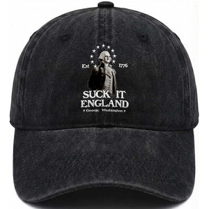 Funny Suck It England Washed Cotton Baseball Cap 4th of July 1776 George Washington TS11 Print Your Wear