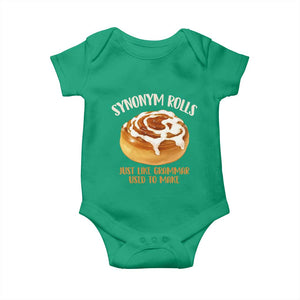 Funny Synonym Rolls Just Like Grammar Used To Make Baby Onesie Cinnamon Rolls Grammar Pun
