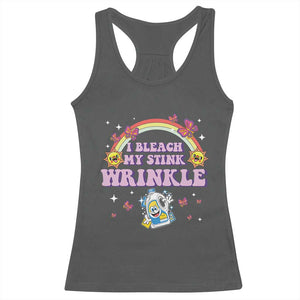 Funny I Bleach My Stink Wrinkle Racerback Tank Top Gag Adult Humor Rainbow Bleach Bottle TS11 Dark Heather Print Your Wear