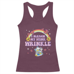 Funny I Bleach My Stink Wrinkle Racerback Tank Top Gag Adult Humor Rainbow Bleach Bottle TS11 Maroon Print Your Wear