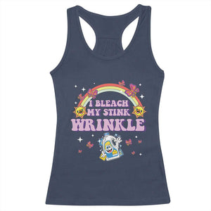 Funny I Bleach My Stink Wrinkle Racerback Tank Top Gag Adult Humor Rainbow Bleach Bottle TS11 Navy Print Your Wear