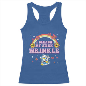 Funny I Bleach My Stink Wrinkle Racerback Tank Top Gag Adult Humor Rainbow Bleach Bottle TS11 Royal Blue Print Your Wear