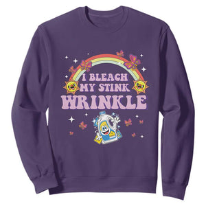 Funny I Bleach My Stink Wrinkle Sweatshirt Gag Adult Humor Rainbow Bleach Bottle TS11 Purple Print Your Wear