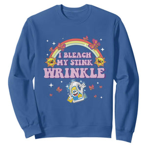 Funny I Bleach My Stink Wrinkle Sweatshirt Gag Adult Humor Rainbow Bleach Bottle TS11 Royal Blue Print Your Wear