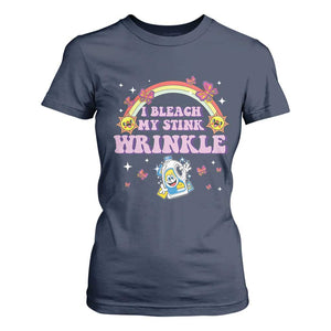 Funny I Bleach My Stink Wrinkle T Shirt For Women Gag Adult Humor Rainbow Bleach Bottle TS11 Navy Print Your Wear