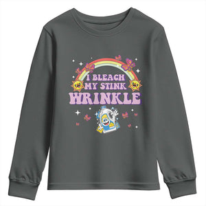 Funny I Bleach My Stink Wrinkle Youth Sweatshirt Gag Adult Humor Rainbow Bleach Bottle TS11 Dark Heather Print Your Wear