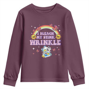 Funny I Bleach My Stink Wrinkle Youth Sweatshirt Gag Adult Humor Rainbow Bleach Bottle TS11 Maroon Print Your Wear