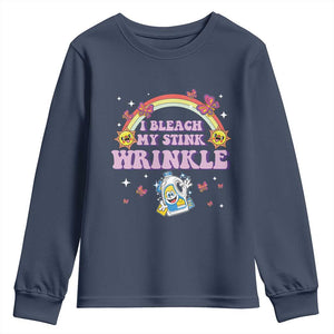 Funny I Bleach My Stink Wrinkle Youth Sweatshirt Gag Adult Humor Rainbow Bleach Bottle TS11 Navy Print Your Wear