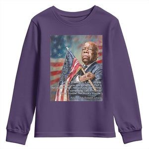 John Lewis Youth Sweatshirt My Philosophy Is Very Simple Get In Good Trouble Necessary Trouble TS11 Purple Print Your Wear