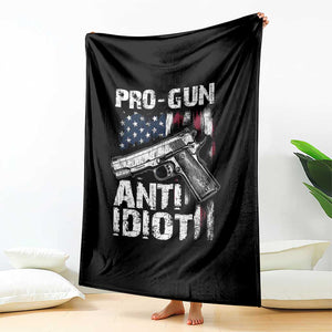 Pro Gun Anti Idiot Throw Blanket Vintage American Flag 2nd Amendment TS11 Print Your Wear