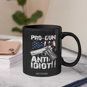 Pro Gun Anti Idiot Coffee Mug Vintage American Flag 2nd Amendment TS11 Print Your Wear