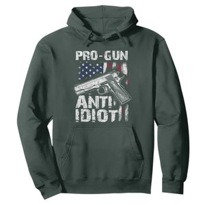 Pro Gun Anti Idiot Hoodie Vintage American Flag 2nd Amendment TS11 Dark Forest Green Print Your Wear