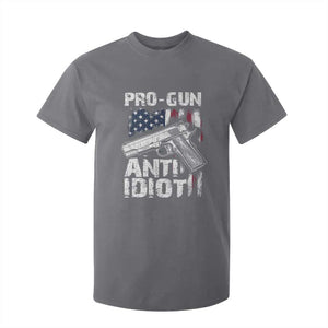 Pro Gun Anti Idiot T Shirt For Kid Vintage American Flag 2nd Amendment TS11 Charcoal Print Your Wear