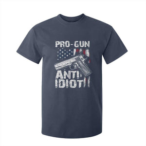 Pro Gun Anti Idiot T Shirt For Kid Vintage American Flag 2nd Amendment TS11 Navy Print Your Wear