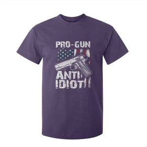Pro Gun Anti Idiot T Shirt For Kid Vintage American Flag 2nd Amendment TS11 Purple Print Your Wear