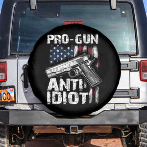 Pro Gun Anti Idiot Spare Tire Cover Vintage American Flag 2nd Amendment TS11 No hole Black Print Your Wear