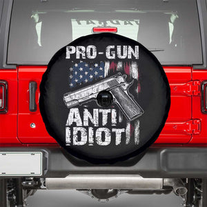 Pro Gun Anti Idiot Spare Tire Cover Vintage American Flag 2nd Amendment TS11 Black Print Your Wear
