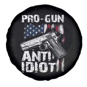 Pro Gun Anti Idiot Spare Tire Cover Vintage American Flag 2nd Amendment TS11 Print Your Wear