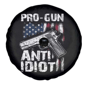 Pro Gun Anti Idiot Spare Tire Cover Vintage American Flag 2nd Amendment TS11 Print Your Wear