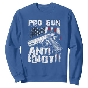 Pro Gun Anti Idiot Sweatshirt Vintage American Flag 2nd Amendment TS11 Royal Blue Print Your Wear