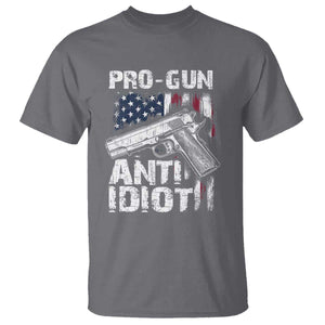 Pro Gun Anti Idiot T Shirt Vintage American Flag 2nd Amendment TS11 Charcoal Print Your Wear