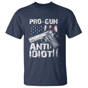 Pro Gun Anti Idiot T Shirt Vintage American Flag 2nd Amendment TS11 Navy Print Your Wear