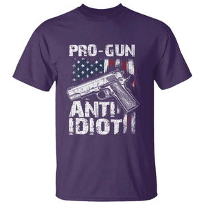 Pro Gun Anti Idiot T Shirt Vintage American Flag 2nd Amendment TS11 Purple Print Your Wear