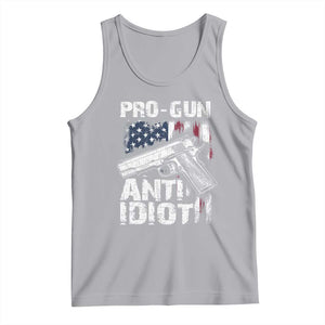 Pro Gun Anti Idiot Tank Top Vintage American Flag 2nd Amendment TS11 Athletic Heather Print Your Wear
