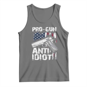 Pro Gun Anti Idiot Tank Top Vintage American Flag 2nd Amendment TS11 Black Heather Print Your Wear