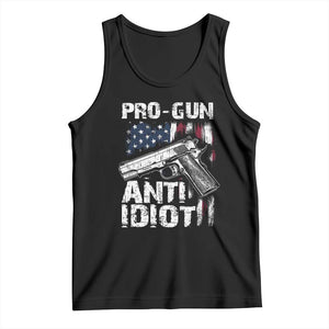 Pro Gun Anti Idiot Tank Top Vintage American Flag 2nd Amendment TS11 Black Print Your Wear