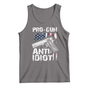 Pro Gun Anti Idiot Tank Top Vintage American Flag 2nd Amendment TS11 Deep Heather Print Your Wear