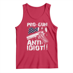 Pro Gun Anti Idiot Tank Top Vintage American Flag 2nd Amendment TS11 Red Print Your Wear
