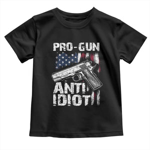 Pro Gun Anti Idiot Toddler T Shirt Vintage American Flag 2nd Amendment TS11 Black Print Your Wear