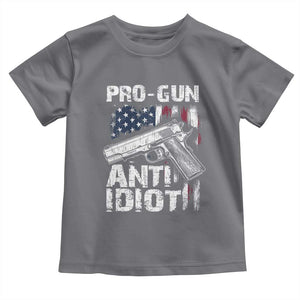 Pro Gun Anti Idiot Toddler T Shirt Vintage American Flag 2nd Amendment TS11 Charcoal Print Your Wear