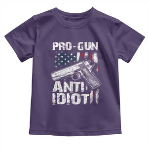 Pro Gun Anti Idiot Toddler T Shirt Vintage American Flag 2nd Amendment TS11 Purple Print Your Wear