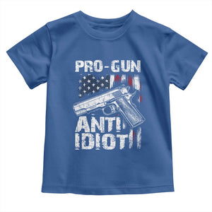 Pro Gun Anti Idiot Toddler T Shirt Vintage American Flag 2nd Amendment TS11 Royal Blue Print Your Wear