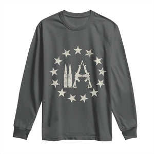 2nd Amendment AR15 Bullet Stars Patriotic Gun Rights Long Sleeve Shirt TS11 Dark Heather Print Your Wear