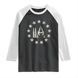 2nd Amendment AR15 Bullet Stars Patriotic Gun Rights Raglan Shirt TS11 Black White Print Your Wear