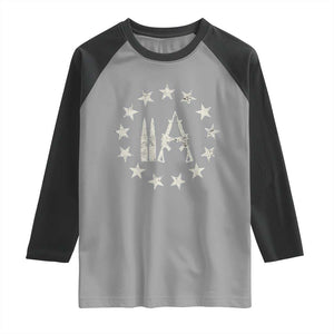 2nd Amendment AR15 Bullet Stars Patriotic Gun Rights Raglan Shirt TS11 Sport Gray Black Print Your Wear