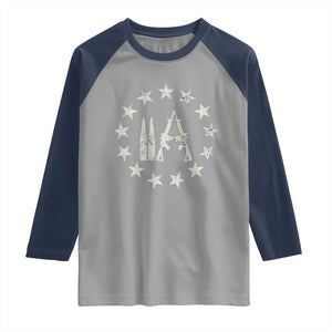 2nd Amendment AR15 Bullet Stars Patriotic Gun Rights Raglan Shirt TS11 Sport Gray Navy Print Your Wear