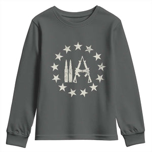 2nd Amendment AR15 Bullet Stars Patriotic Gun Rights Youth Sweatshirt TS11 Dark Heather Print Your Wear
