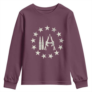 2nd Amendment AR15 Bullet Stars Patriotic Gun Rights Youth Sweatshirt TS11 Maroon Print Your Wear