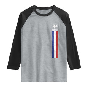 France Football Coq Soccer Throwback Jersey Style Raglan Shirt Vintage French Flag