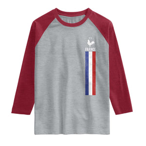 France Football Coq Soccer Throwback Jersey Style Raglan Shirt Vintage French Flag