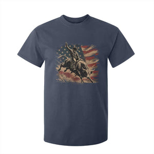 Patiotic Bull Rider Vintage Bull Riding Cowboy American Flag T Shirt For Kid