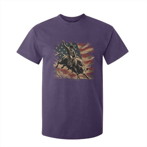 Patiotic Bull Rider Vintage Bull Riding Cowboy American Flag T Shirt For Kid