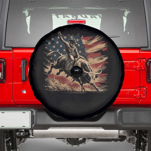 Patiotic Bull Rider Vintage Bull Riding Cowboy American Flag Spare Tire Cover